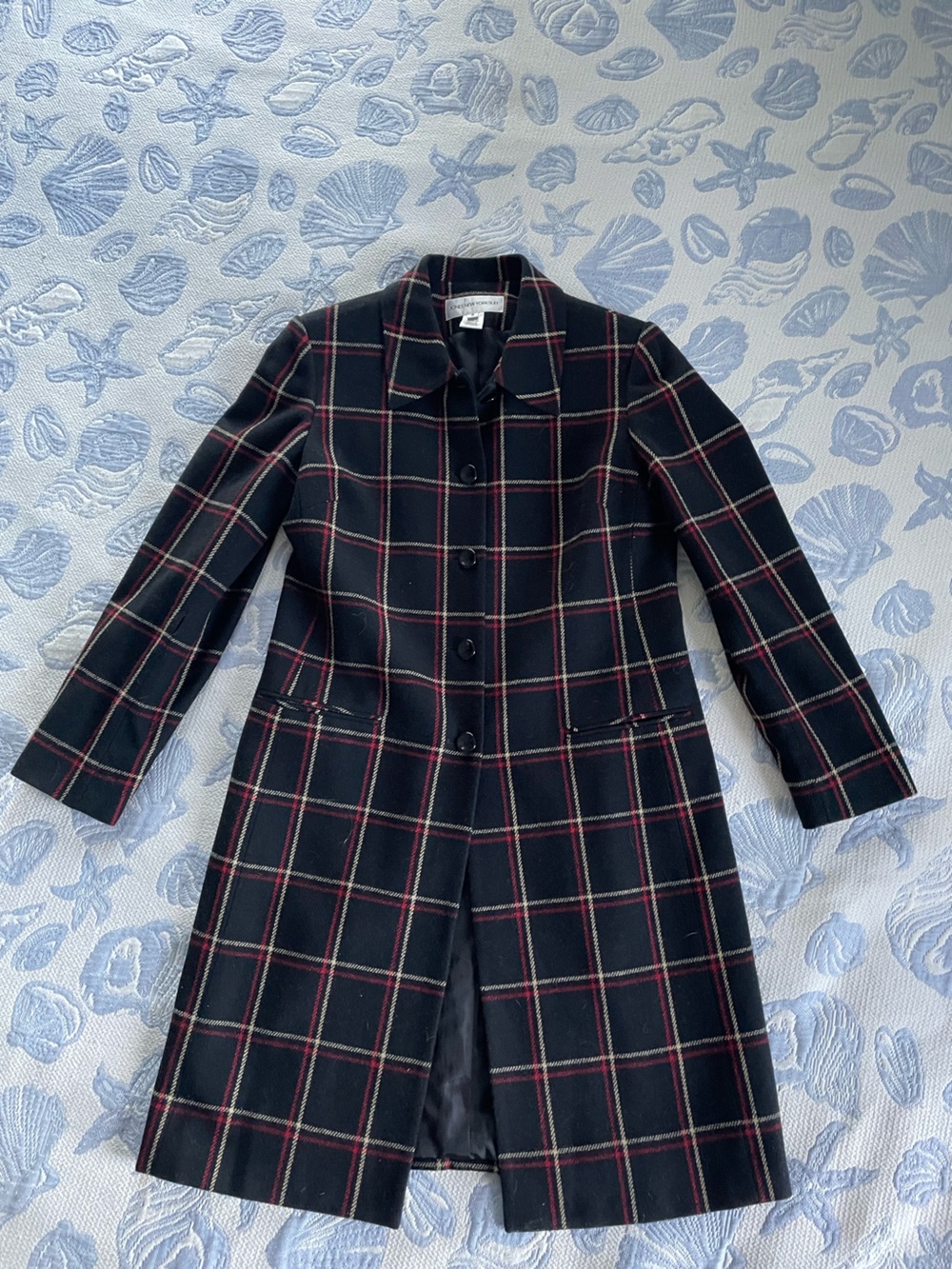 Jones New York Black Plaid Button-Front Blazer